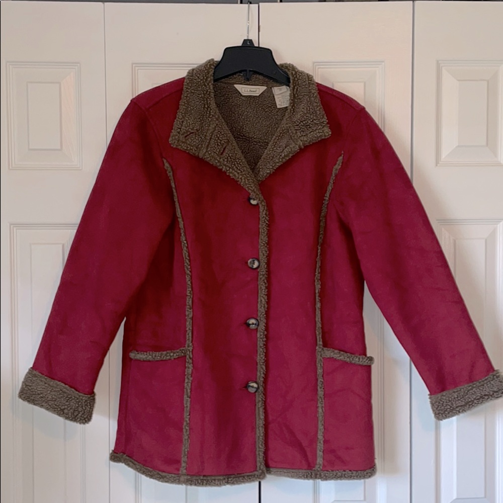 L.L. Bean Maroon Sherpa Coat